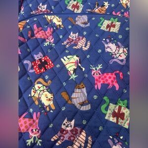 Vera Bradley Cotton Essential Large Backpack Catnip Christmas Cats Blue $159